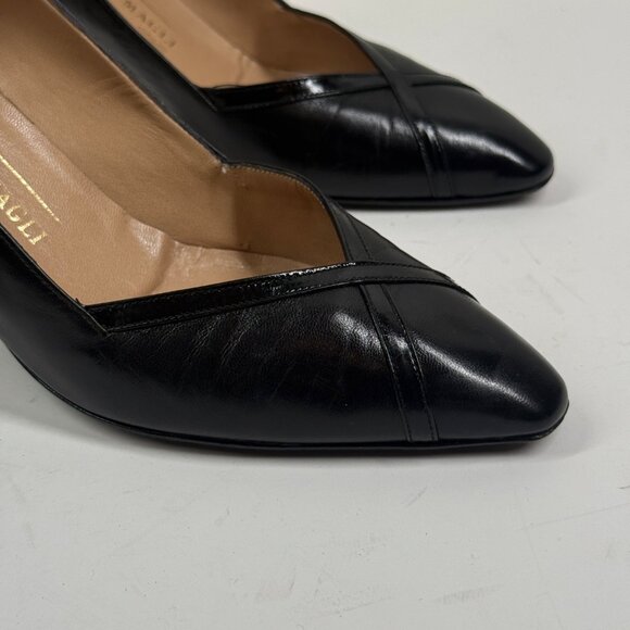 Vintage Bruno Magli Pumps Pointed Toe Black Leather Heels Made in Italy 8.5B - Picture 3 of 14